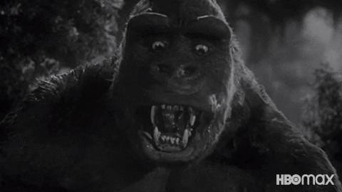 GIF of King Kong yelling and wildly grabbing (1933)